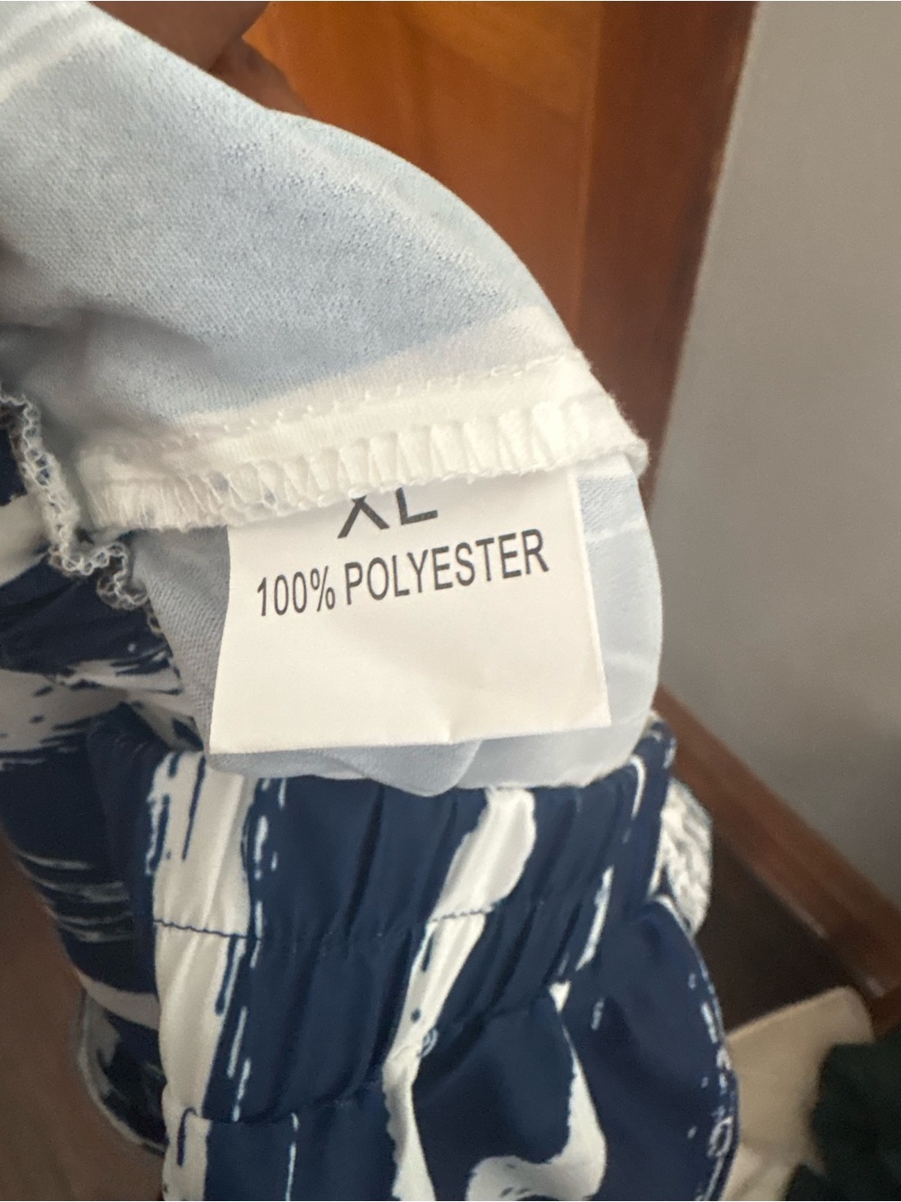 Navy Tee & Blue/White Brushstroke Print Wide-Leg Pants Set - Picture 4 of 13